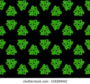 abstract geometric seamless pattern. vector. green and black. neon