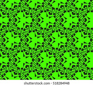 abstract geometric seamless pattern. vector. green and black. neon