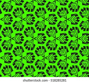 abstract geometric seamless pattern. vector. green and black. neon