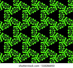 abstract geometric seamless pattern. vector. green and black. neon