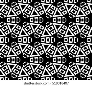 abstract geometric seamless pattern. vector. white and black