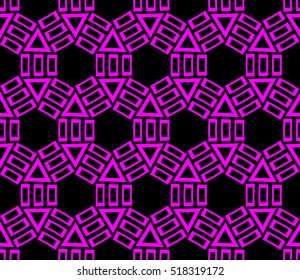 abstract geometric seamless pattern. vector. purple. neon