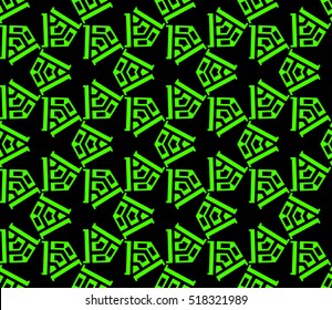 abstract geometric seamless pattern. vector. green and black. neon
