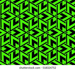 abstract geometric seamless pattern. vector. green and black. neon