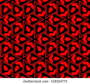 abstract geometric seamless pattern. vector. red and black