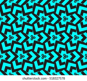 abstract geometric seamless pattern. vector. blue. neon