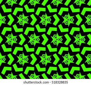 abstract geometric seamless pattern. vector. green and black. neon