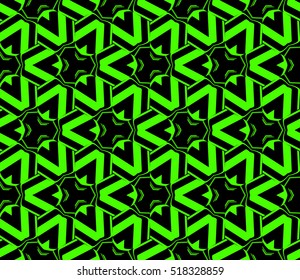 abstract geometric seamless pattern. vector. green and black. neon