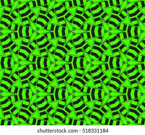abstract geometric seamless pattern. vector. green and black. neon