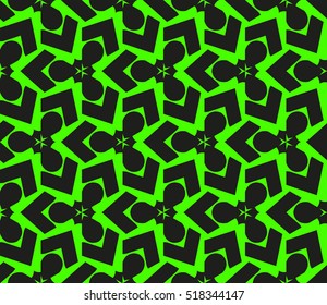 abstract geometric seamless pattern. vector. green and black. neon