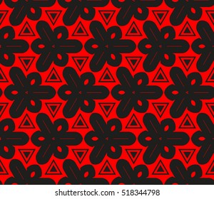 abstract geometric seamless pattern. vector. red and black
