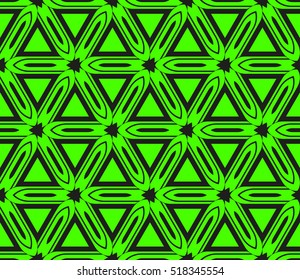 abstract geometric seamless pattern. vector. green and black. neon