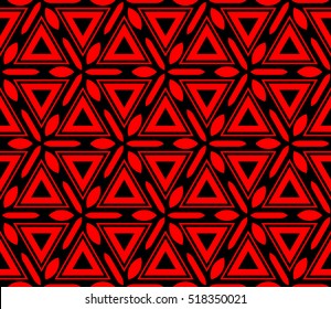 abstract geometric seamless pattern. vector. red and black