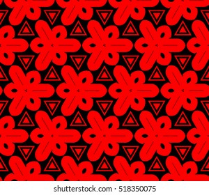 abstract geometric seamless pattern. vector. red and black