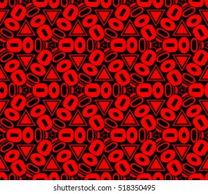 abstract geometric seamless pattern. vector. red and black