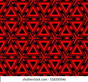 abstract geometric seamless pattern. vector. red and black