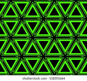 abstract geometric seamless pattern. vector. green and black. neon