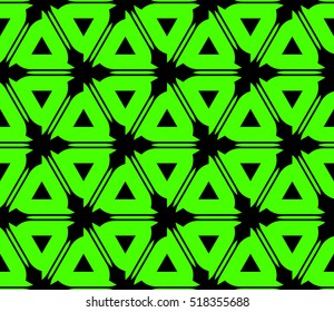abstract geometric seamless pattern. vector. green and black. neon