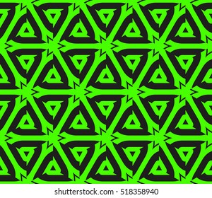 abstract geometric seamless pattern. vector. green and black. neon