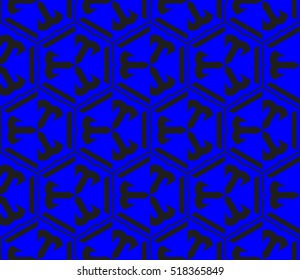 abstract geometric seamless pattern. vector. blue. neon
