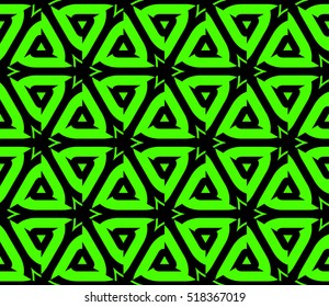 abstract geometric seamless pattern. vector. green and black. neon