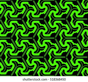 abstract geometric seamless pattern. vector. green and black. neon