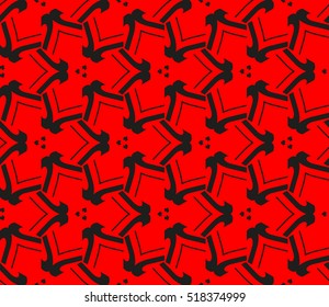 abstract geometric seamless pattern. vector. red and black