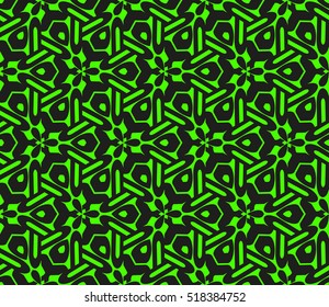 abstract geometric seamless pattern. vector. green and black