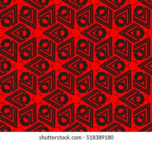 abstract geometric seamless pattern. vector. red and black