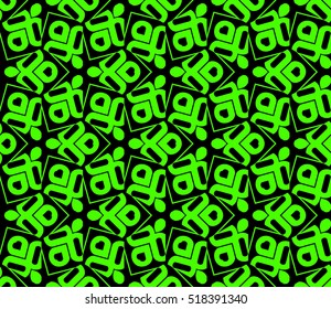 abstract geometric seamless pattern. vector. green and black