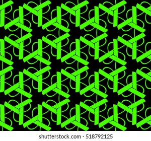 abstract geometric seamless pattern. vector. green and black. neon