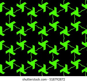 abstract geometric seamless pattern. vector. green and black. neon