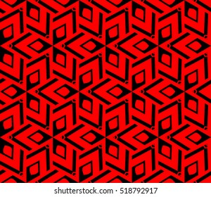 abstract geometric seamless pattern. vector. red and black