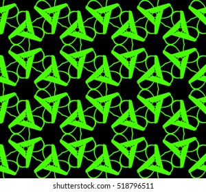 abstract geometric seamless pattern. vector. green and black. neon