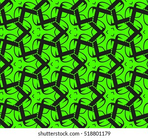 abstract geometric seamless pattern. vector. green and black. neon