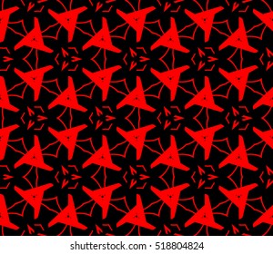 abstract geometric seamless pattern. vector. red and black