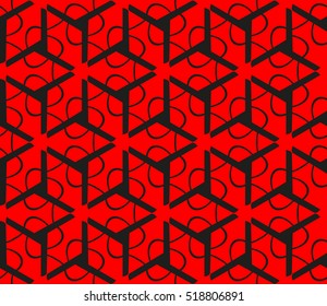 abstract geometric seamless pattern. vector. red and black