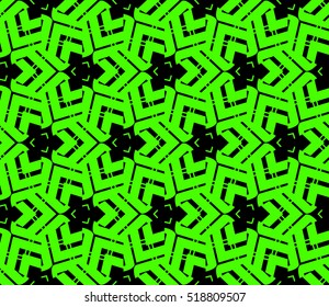 abstract geometric seamless pattern. vector. green and black. neon