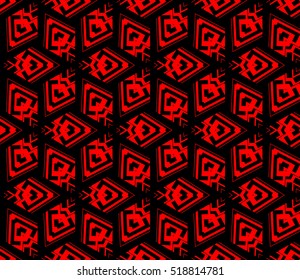 abstract geometric seamless pattern. vector. red and black