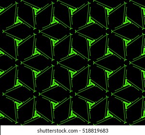 abstract geometric seamless pattern. vector. green and black. neon