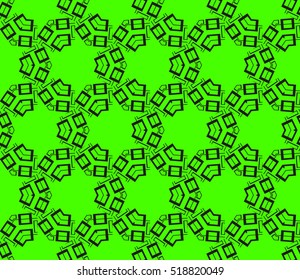 abstract geometric seamless pattern. vector. green and black. neon