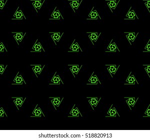 abstract geometric seamless pattern. vector. green and black. neon