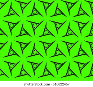 abstract geometric seamless pattern. vector. green and black. neon