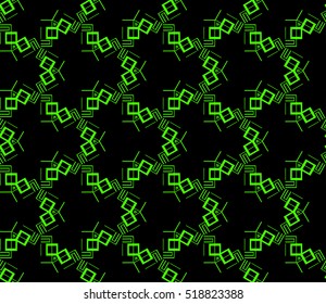 abstract geometric seamless pattern. vector. green and black. neon