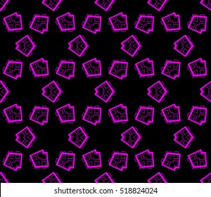 abstract geometric seamless pattern. vector. purple. neon