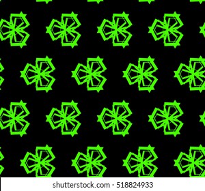 abstract geometric seamless pattern. vector. green and black. neon
