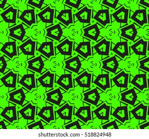 abstract geometric seamless pattern. vector. green and black. neon