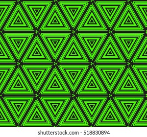 abstract geometric seamless pattern. vector. green and black. neon
