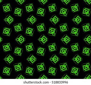 abstract geometric seamless pattern. vector. green and black. neon