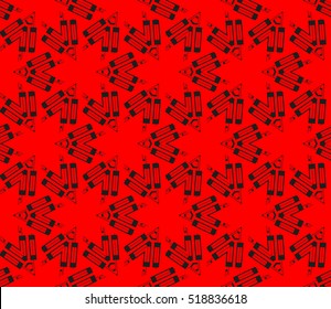 abstract geometric seamless pattern. vector. red and black